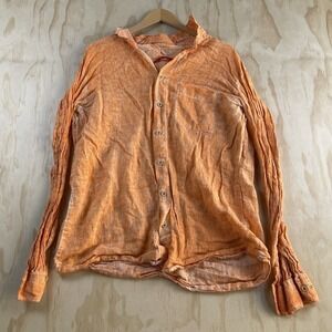 Signum Shirt Mens Large Orange Solid Long Sleeve Button Up Lightweight Casual